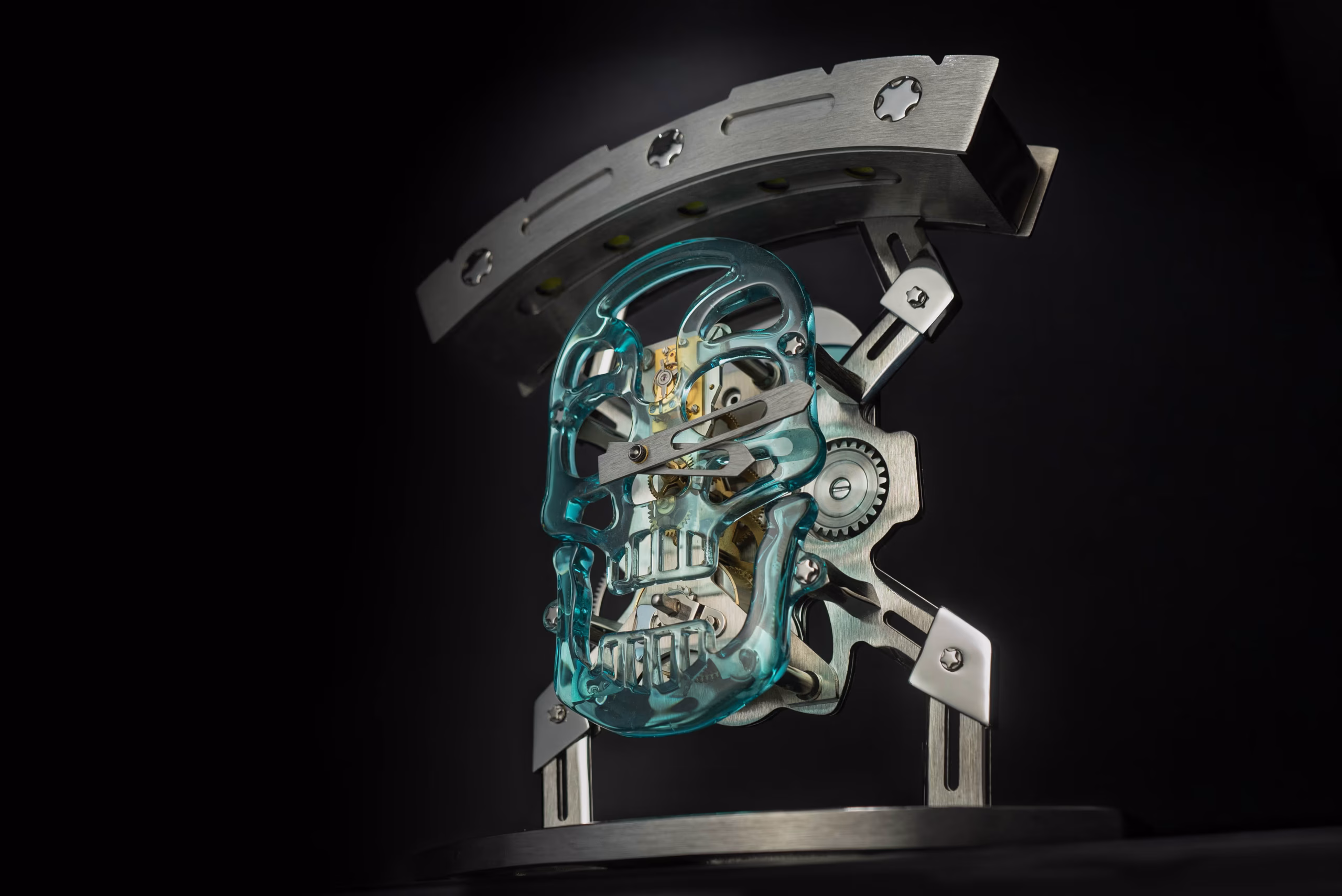 Skull Blue resin Mechanical Lamp 3_4